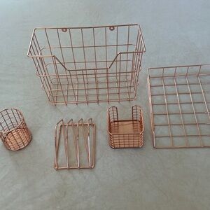 Copper Rose Gold 5-Piece Desk Accessories Set